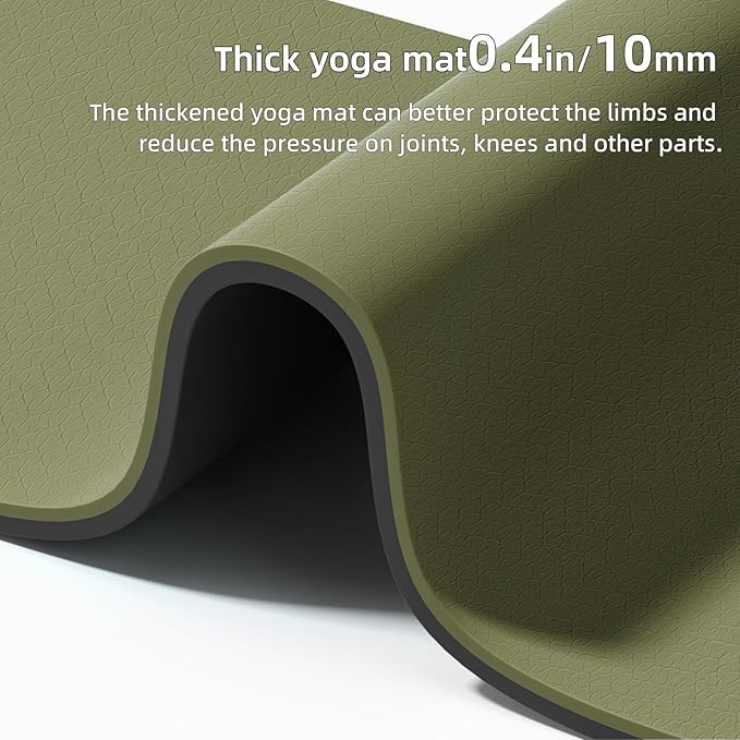 Yoga Mat Thick(10mm) Exercise Mat Non Slip Anti-tear,72"x35" Extra Large Pilates Mats for Home Workouts, Gym & Floor Stretching with Carrier Strap