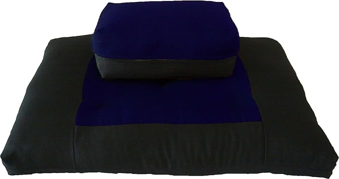 D&D Futon Furniture Zabuton Zafu Set, Yoga, Meditation Seat Cushions, Kneeling, Sitting, Supporting Exercise Pratice Zabuton & Zafu Cushions. (Navy)