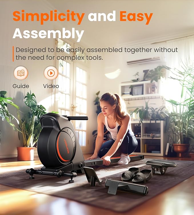 YOSUDA Magnetic/Water Rowing Machine for Home - Rower Machine Use with Bluetooth, App Supported, Rowing Machine for Beginners to Athletes, Comfortable Seat Cushion