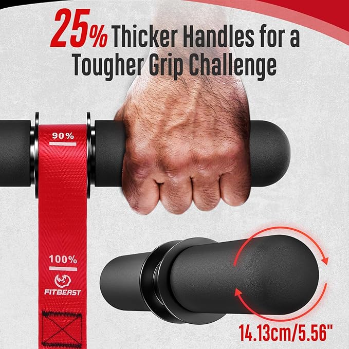 FitBeast Forearm Strengthener & Forearm Exerciser, Wrist Roller with Thicker Handle, Forearm Strength Trainer with Adjustable Strap - Ideal for Grip Strength, Muscle Building, Rehabilitation