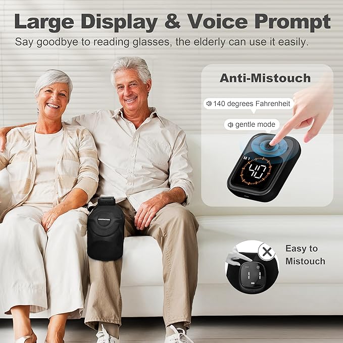 KingPavonini Cordless Knee Massager for Pain Relief, Newly 4 Motors Vibration, 5 Heat Levels, 6 Massage Modes, Knee Heating Pad for Knee Pain, Heated Knee Massager Brace, for Mom Dad (Black 1.0)