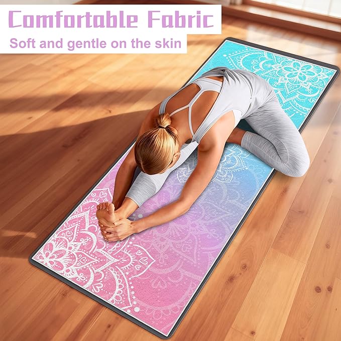 Yoga Towel,Absorbent Yoga Mat Towel for Hot Yoga Non Slip,Stylish Prints,Ideal for Workouts,Hot Yoga,Bikram,Pilates Equipment,72 x 27 in,Gradient Mandala