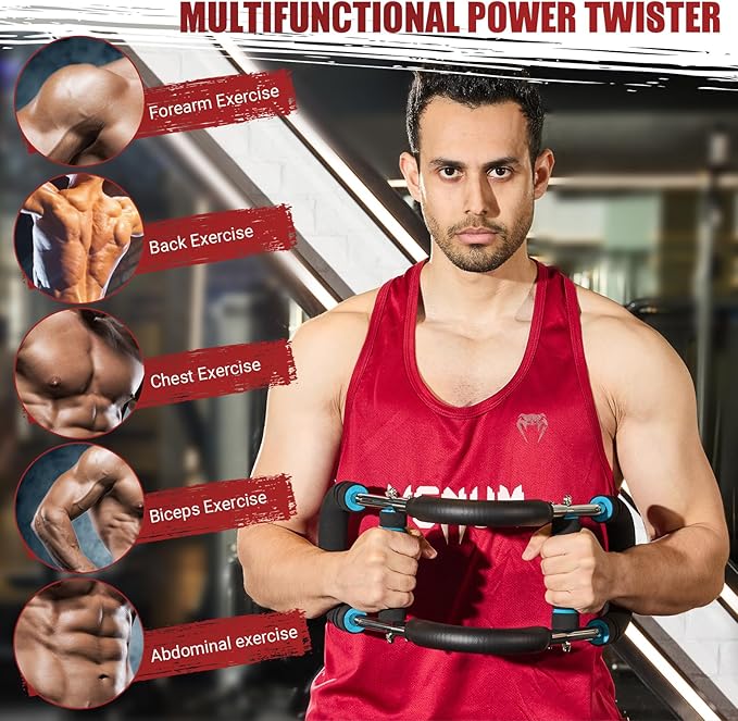 Twister Arm Trainer, 30-120 lbs Adjustable Twister Arm Chest Exerciser with 4 Spring & Poster for Men & Women, Detachable Power Twister Home Fitness Equipment for Enhancing Upper Body Muscle