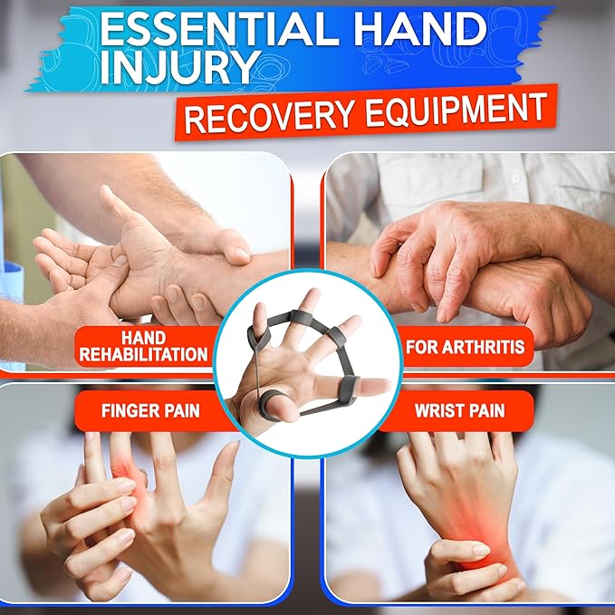 6Pcs Finger Strengthener with 3 resistance levels - Elastic Silicone Finger Exerciser with Shape-Retention and Ergonomic Design - Tear-Resistant Hand Stretcher with Comfort Grip for Hand Recovering