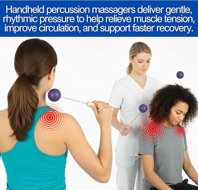 Bongers Handheld Percussion Massage Tool – Deep Tissue Trigger Point Tapping Sticks for Whole Body Pain Relief & Muscle Relaxation (Pink Rainbow Cosmic)