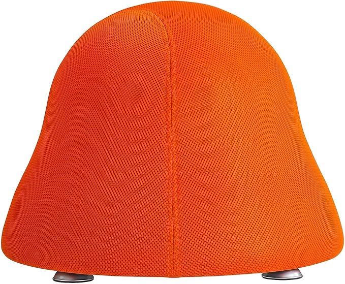 UrbanPro Low Profile Vinyl Upholstered Ball Chair, Orange Finish, Powder Coated Legs, Anti-Burst Exercise Ball, Active Seating for Kids, Encourages Posture and Balance, Lightweight Office or