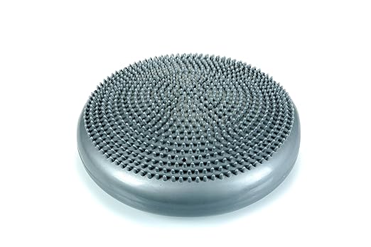 CanDo Inflatable Balance Disc for Balance Training, Proprioception, Strengthening Lower Extremities, Posture, Back Pain, Stress Relief, Restlessness and Anxiety. Silver, 14” Diameter (Pack of 5)
