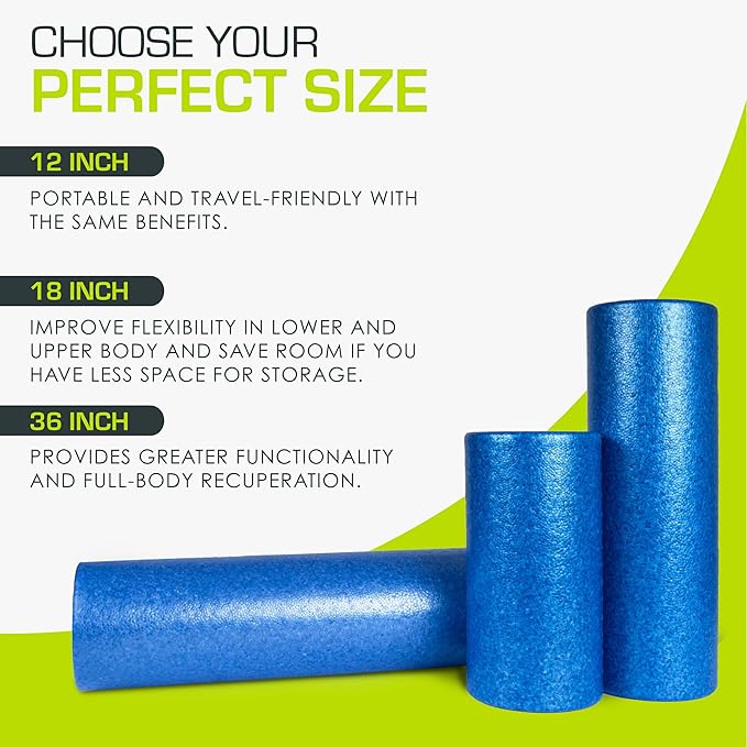 ProsourceFit High Density Foam Rollers Long, Firm Full Body Athletic Massage Tool for Back Stretching, Yoga, Pilates, Post Workout Muscle Recuperation