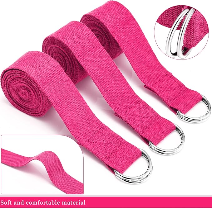 Leyndo Yoga Strap Stretching Pilates Exercise Adjustable Straps 6 ft Non Elastic Yoga Belt with Adjustable D Ring Buckle for Pilates Gym Workouts Fitness
