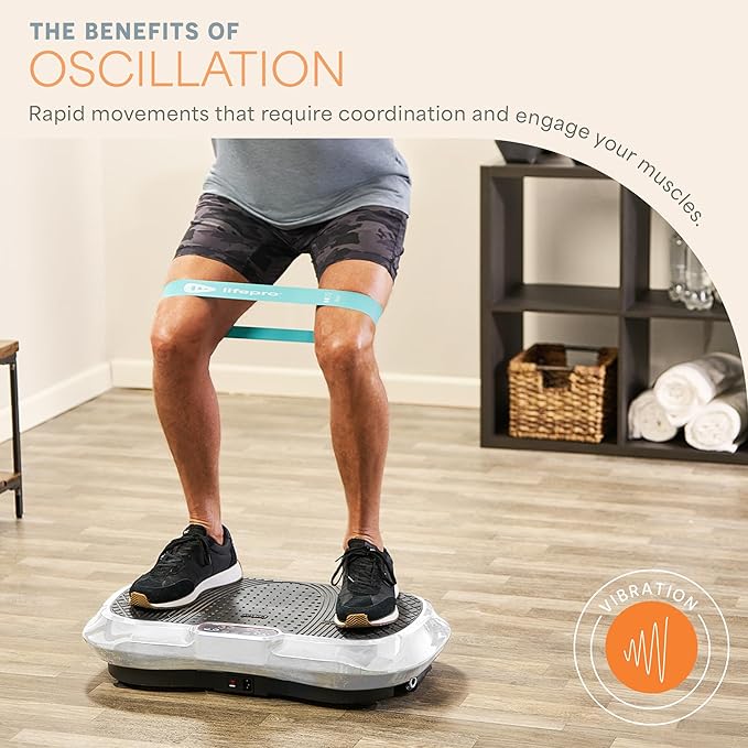 Lifepro Waver Vibration Plate Exercise Machine for Lymphatic Drainage, Muscle Activation, Full-Body Workout Vibrating Platform with Loop Bands, Fitness Equipment for Strength Toning & Fat Loss