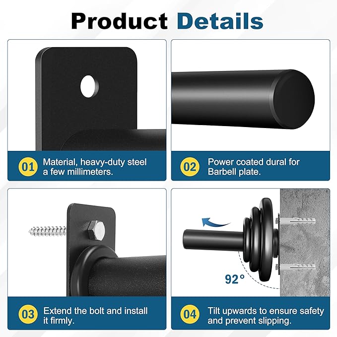 EVERYMATE Weight Plate Holder: Wall Mounted Weight Rack Storage for Olympic Weight Plate,Home Gym Organizer