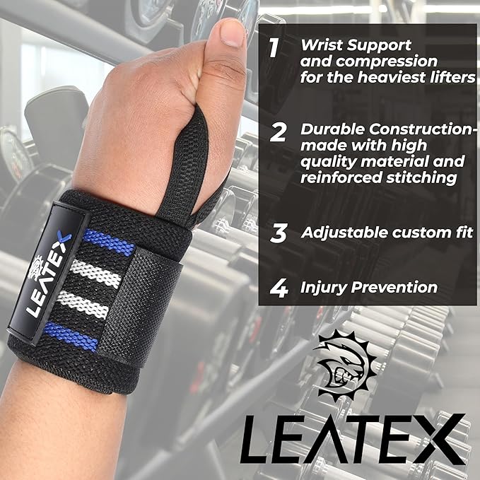 Weight Lifting Wrist Wraps 18" Wrist Support with Heavy Duty Thumb Loop - Best Gym Wrist Wraps for Powerlifting Competition, Strength Training, Bodybuilding - for Men & Women