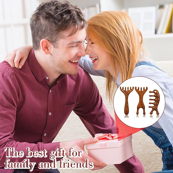 3 Pcs Wooden Scalp Massager,Five Touch Therapy Combs,Sandalwood Gua Sha Comb,Hair Massager Scalp Stress Relax,Protable Head Scratcher Manual Scalps Massagers,Wooden Wide Tooth Comb For Women, Men