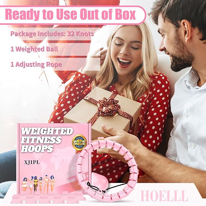 65 Inch Adjustable Fitness Waist Hoop – 32 Detachable Links, Quiet Non-Drop Fitness Tool for Adults Weight Loss, Plus Size Exercise Hoop for Women & Beginners