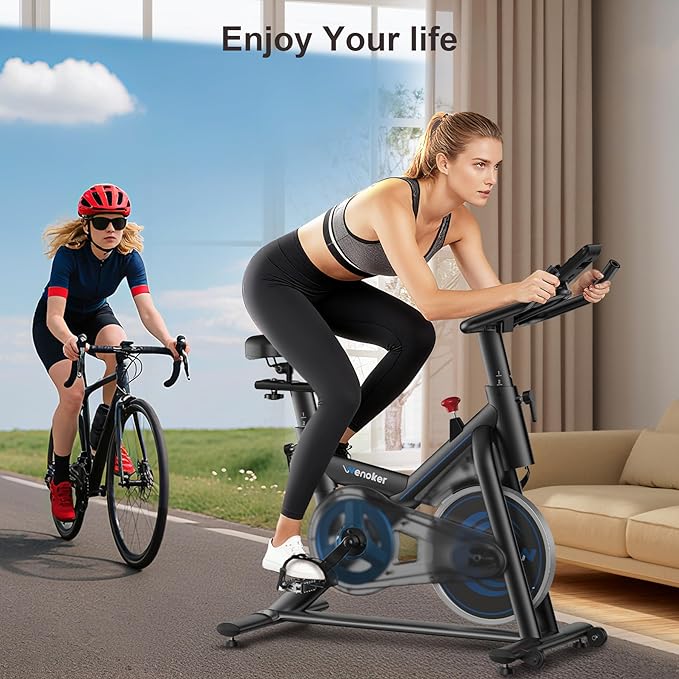 Magnetic Exercise Bike for Home – Adjustable Silent Spin Bike with 350lb Capacity, APP Connectivity, LCD Monitor & Device Holder – Indoor Cycling Bike for Cardio & Weight Loss