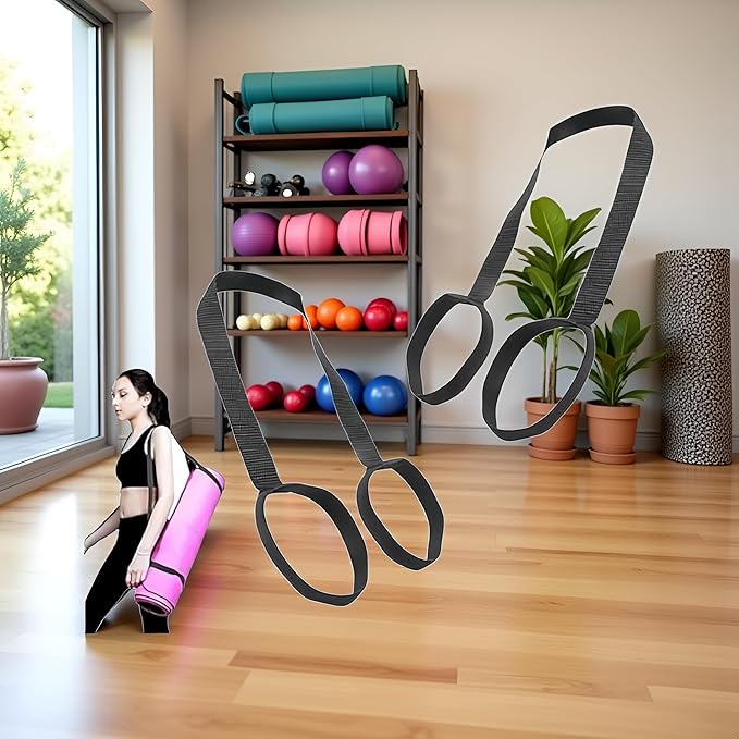 2Pcs Yoga Mat Straps For Carrying - Yoga Mat Elastic Straps,Adjustable Yoga Carrying Strap Holder Straps,Exercise Mat Carrier Strap,Weight Loss Fitness Binding Rope,Exercise and Fitness Accessories