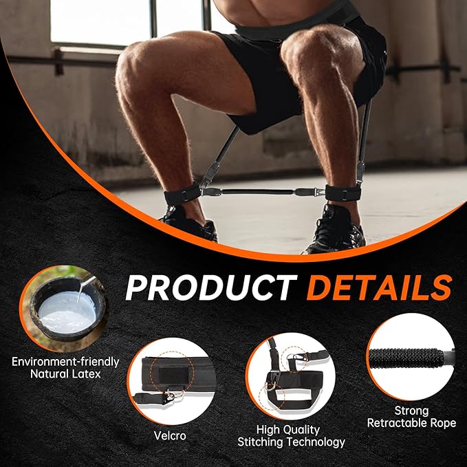 Vertical Jump Trainer Equipment Leg Bounce Trainer Device Speed and Agility Resistance Bands with Ankle Straps & Belt Leg Extension Machine for Boxing Basketball Football Tennis Fencing Training
