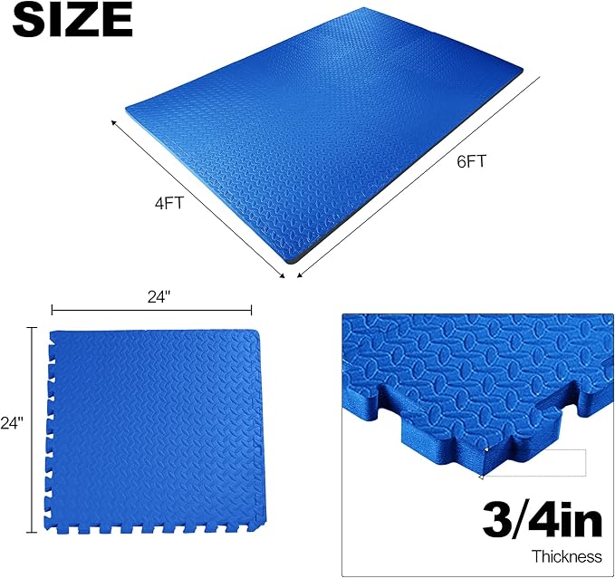 Elevon Puzzle Exercise Gym Flooring Mat, EVA Interlocking Foam Tiles Workout Mat for Home Gym, Fitness Equipment, MMA, Gymnastics, Shock-Absorbing Exercise Mat, Multi-Color