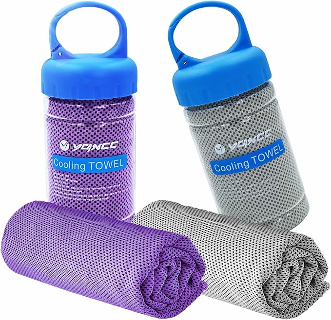 YQXCC Cooling Towel | 2 Pack 47"x12" | Ice Cool for Neck | Soft Breathable Microfiber Chilly | for Yoga, Golf, Gym, Camping, Running, Workout & More Activities