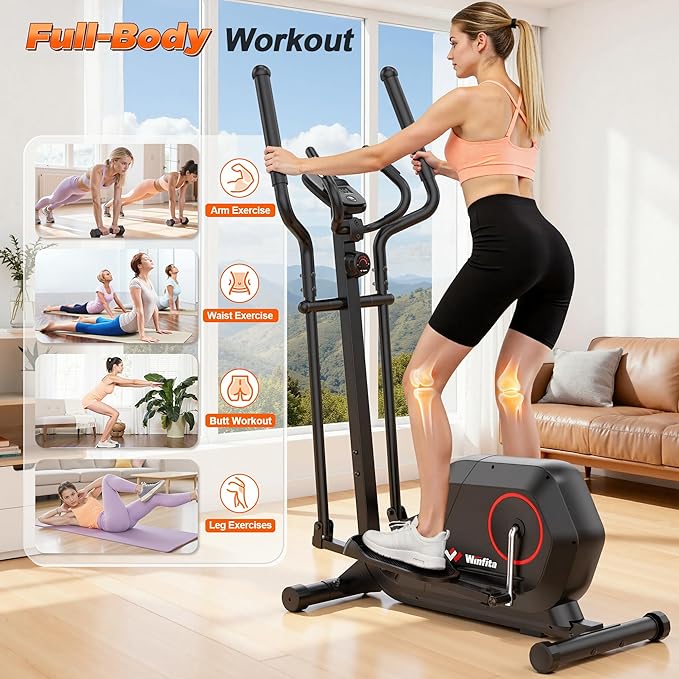 Elliptical Exercise Machine for Home Use, Elliptical Machine with Hyper-Quiet Magnetic Drive System, 14-Level Resistance Adjustment, 15.5IN Stride, 300LBS Weight Capacity, Tablet Holder