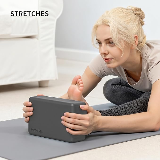 PROIRON Yoga Blocks, 2 Pack Supportive High Density Premium Eva Foam, Soft Non-Slip Surface with Curved Edges Stretch Blocks For Yoga, Pilates, Stretching