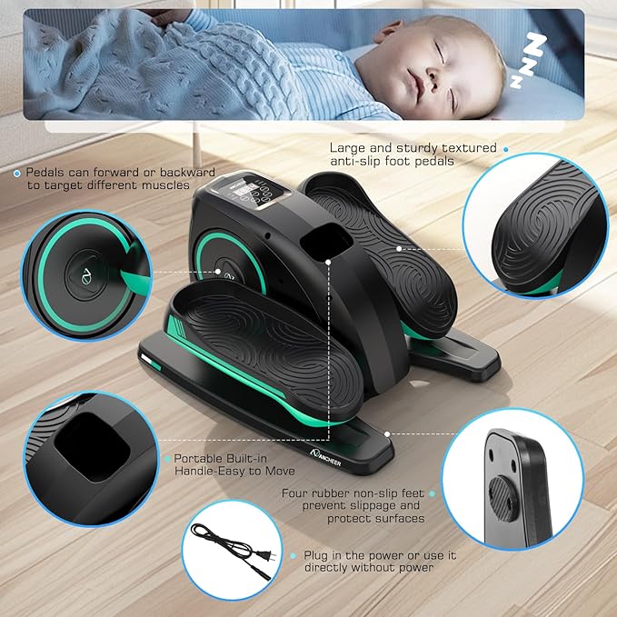 Ancheer Under Desk Elliptical,Ellipse Leg Exerciser for Seniors Fully Assembled, Electric Seated Pedal Elliptical Exerciser with Remote &12 Resistance Adjustable Speed