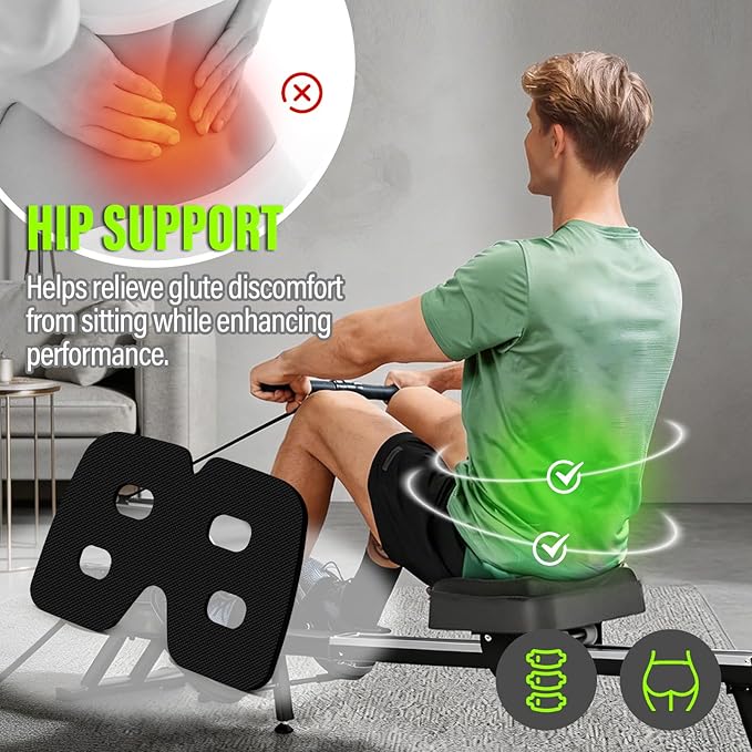 Rowing Machine Seat Cushion for Concept2 Rower | 4-Hole Ergonomic Pelvic Support Rowing Machine Cushion | 0.59in Thick Anti-Slip Rower Seat Pad, Breathable Rowing Machine Seat Cushion