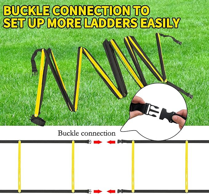 Agility Ladder Speed Training Equipment 16FT 12 Rung Footwork Sports Agility Speed Ladder for Football Basketball Baseball with Carry Bag