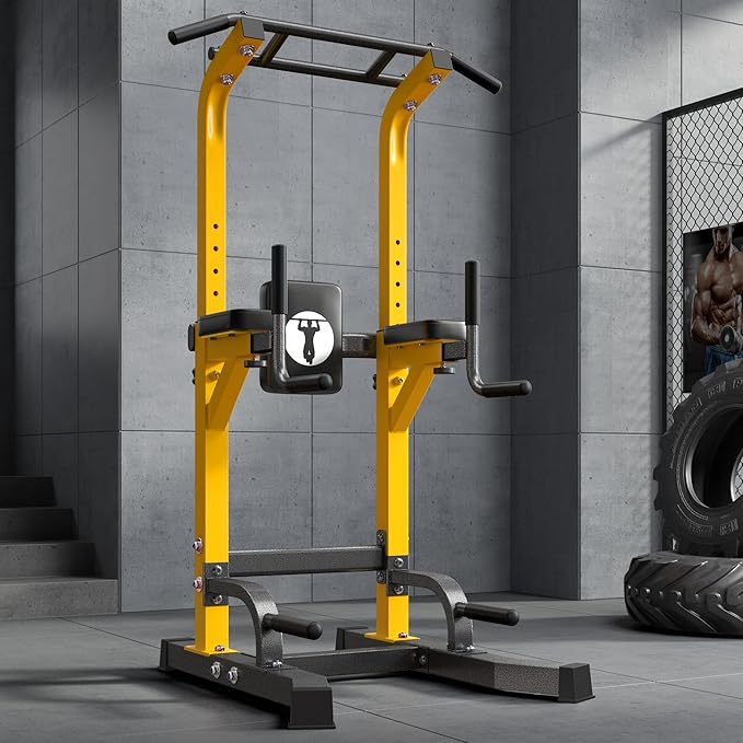 SogesPower Multi-Function Power Tower Pull Up Bar Station Pull Up Dip Station for Home Gym, 10-Level Adjustable Height Pull Up Bar Stand Dip Bar Strength Training Workout Equipment