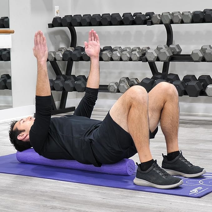 OPTP PRO-Roller Standard Density Foam Roller – Medium Density Foam Roller for Physical Therapy, Pilates, Yoga Foam Roll Exercises, and Muscle Recovery - Purple 36" x 4"