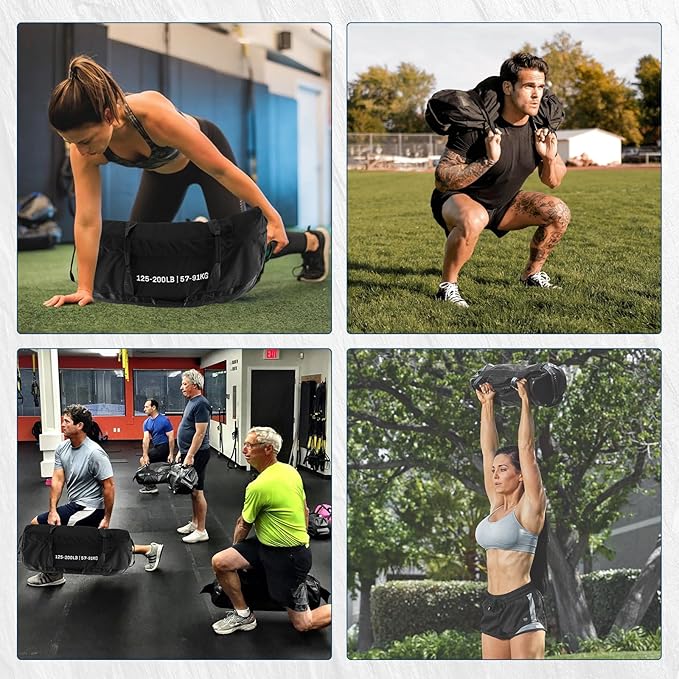Sandbags for Workout,Adjustable Sand Bags for Fitness,Yoga, Strength Training and Full-Body Workouts,Black