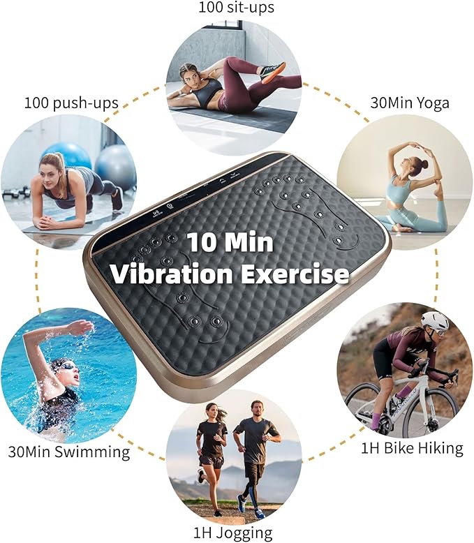 Vibration Plate Machine with Resistance Bands and Remote Control 125 Speed Levels 450LB Capacity Whole Body Oscillating Platform for Home Use