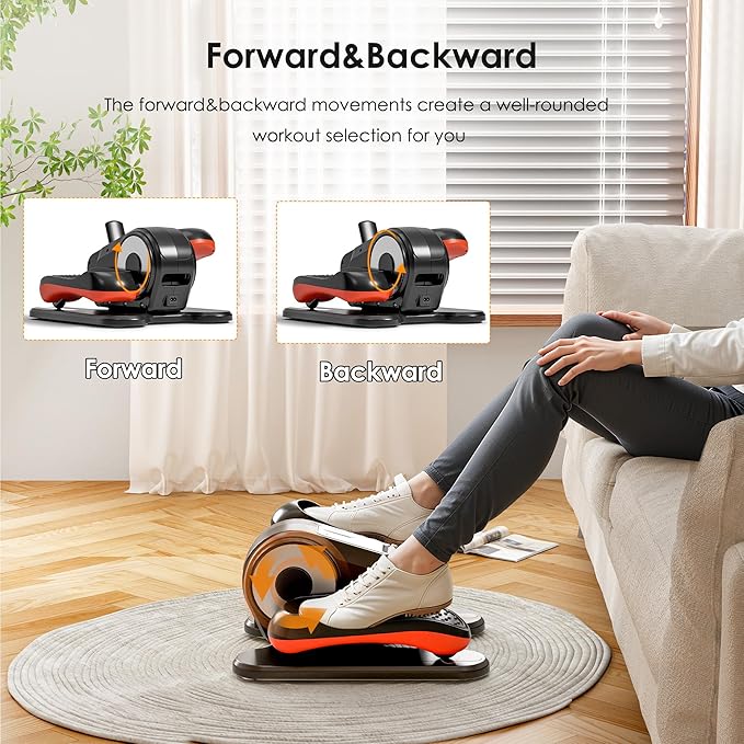 Under Desk Elliptical Machine – Electric Pedal Exerciser with 12 Adjustable Speeds, Quiet & Portable, LED Display, Ideal for Seniors & Adults, Home or Office Use (Black)