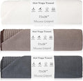 3 Pack Hot Yoga Towel Non Slip 72" x 26" Extra Large Microfiber Yoga Mat Towel with Grip Dot Absorbent Sweat Anti-Slip Mat Cover for Pilates Fitness(Beige Dark Gray Coffee)