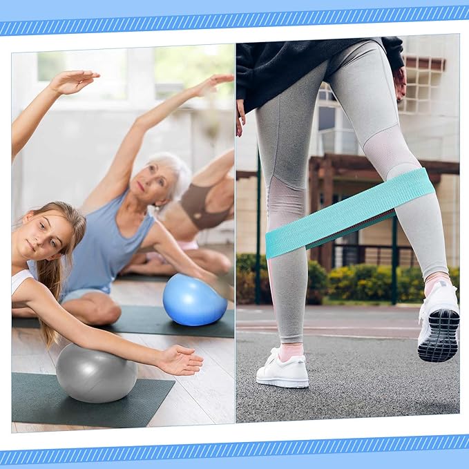 Poen Pilates Equipment Kit for Home Workout Pilates Ring and Ball Set for Women 12'' Circle Yoga Fitness Essentials Kit with Resistance Bands, Yoga Strap, Socks,Bag