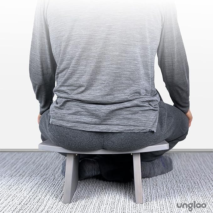 Ungloo Meditation Bench | Wide & Tall Sturdy Stable Cross Legged & Kneeling Stool | Easy on HIPS and Knees | Prayer Bench | Lightweight Sustainable Bamboo Stool