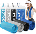 4 Packs Cooling Towel, 40" x 12" Microfiber Cooling Towels for Neck and Face, Soft Breathable Gym Towel for Working Out with Waterproof Bag & Carabiner, Sweat Towels for Travel, Yoga, Climb, Running