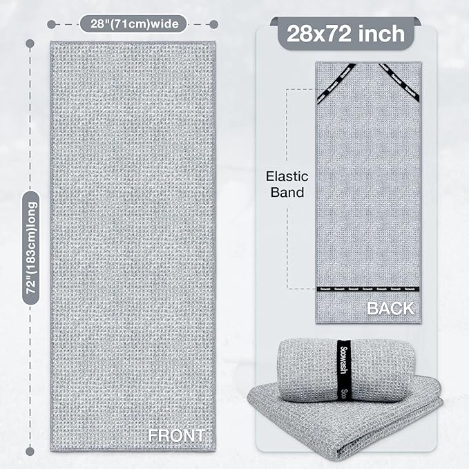 Hot Yoga Towel,Microfiber Yoga Mat Towels Non Slip for Hot Yoga Absorbent Microfiber Sweat Anti-Slip Cover,Bikram,Pilates,Exercise,Fitness 24 inch X 72 inch Grey 2 Pack