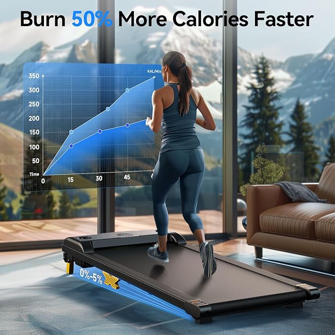 Walking Pad with Incline, 2.5HP Under Desk Treadmill, 3 in 1 Portable Treadmill with Remote Control, LED Display, Hidden Safety Switch, Mini Walking Jogging Machine for Home Office