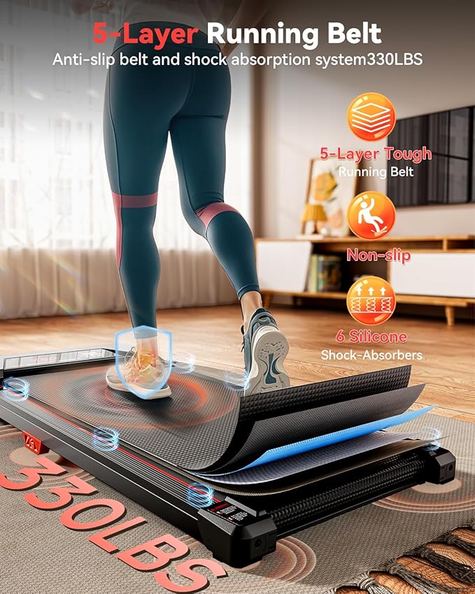 Walking Pad with Incline,XBD Under Desk Treadmill for Home Small Office,2.5HP Low Noise Portable Treadmill with 330 Lbs Capacity,Remote Control and LED Display