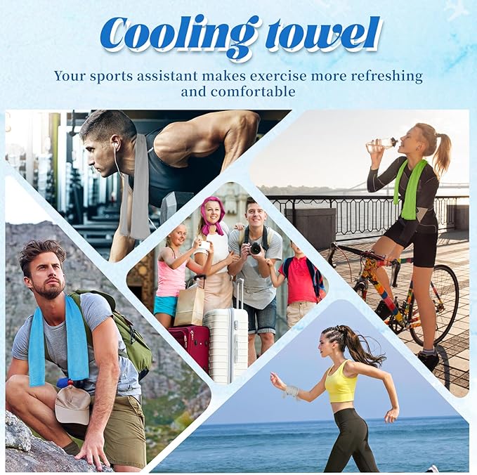 PAWPRO 4 Packs Cooling Towels for Neck and Face(40"x12"), Soft Breathable Cooling Towel with Waterproof Bag & Carabiner,Microfiber Cooling Towels for Yoga, Sport,Gym,Camping (Multicolor-2)