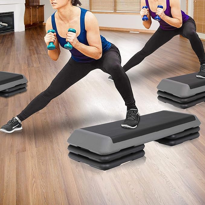 ZenStyle 43" Adjustable Aerobic Stepper Bench with 4/6/8 Inch Risers, Non-Slip Surface for Cardio, Strength Training & Home Fitness Workout