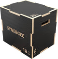 Synergee 3 in 1 Non-Slip Plyometric Box for Jump Training and Conditioning. Wooden Plyo and Soft Plyo Box All In One Jump Trainer. Sizes 20/18/16, 16/14/12