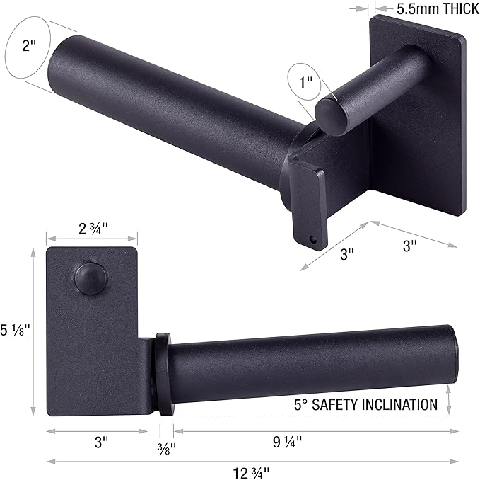 AmStaff Fitness Olympic Weight Plate Holder for Power & Squat Racks – Fits 2x2, 2.33x2.33, 3x3 Inch Tubes, 1" Hole – Storage Horns for Weight Plates on Power Rack – Pair