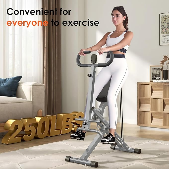 Squat Machine for Home Gym, Squat Rowing Machine with Adjustable Resistance and Optional Full Motion, Squat Assist Trainer for Glutes