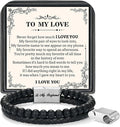 LUXEJEW Gifts for Men - Beaded Leather Bracelet 6mm Matte Agate Stone Bracelets for Men Dad Son Husband Boyfriend Grandpa Grandson Brother Uncle Nephew Adjustable Magnetic Clasp
