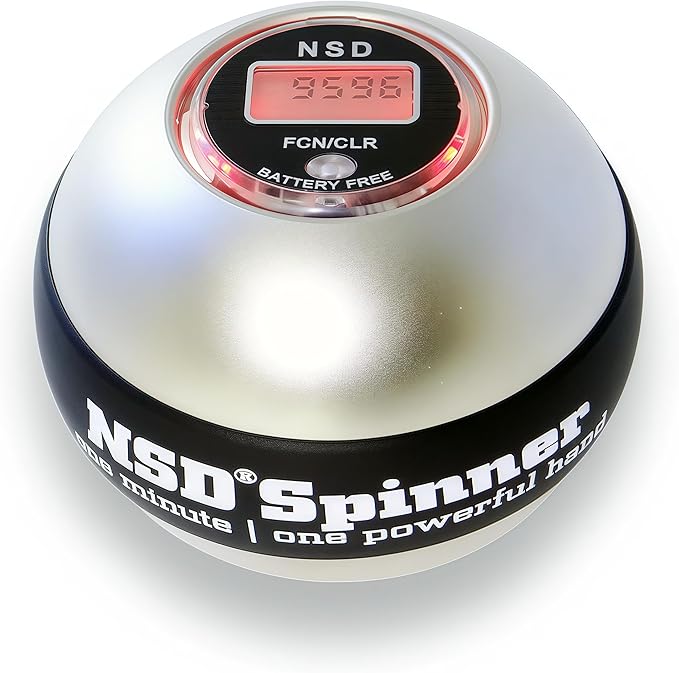 NSD Manual Spring Assisted Start Spinner Gyro Ball – Up to 15,000-18,000 RPM Premium & Durable Hand Strengthener and Wrist Exerciser for Grip Strength Training, Forearm Workout, and Pain Relief
