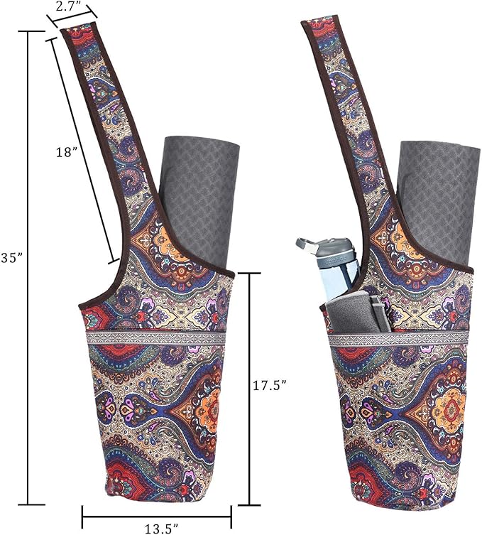 Ewedoos Canvas Yoga Mat Bag Fits Most Mats Yoga Bag with Large Storage Pockets to Hold More Accessories Ideal for Pilates Workout Gifts & Travel