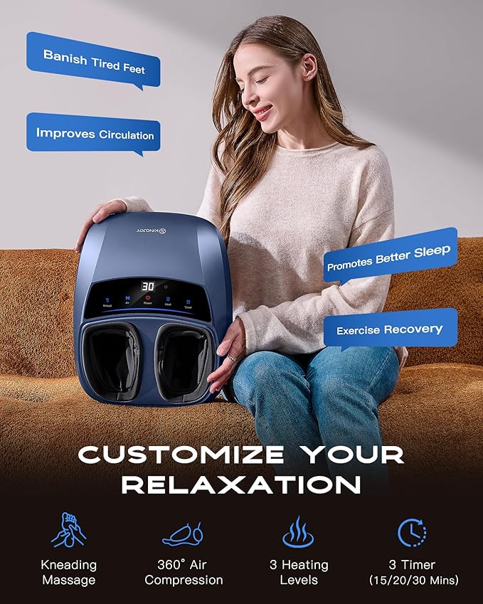 KINGJOY Foot Massager with Heat - Professional Shiatsu Deep Kneading for Neuropathy & Plantar Fasciitis Relief | 2026 Upgraded Model