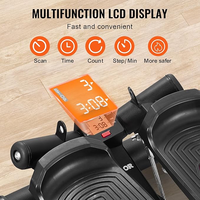 VEVOR Stair Stepper, Mini Stepper for Exercise at Home, Hydraulic Fitness Stepper with Resistance Bands, Full Body Workout Cardio Equipment, Stair Climber